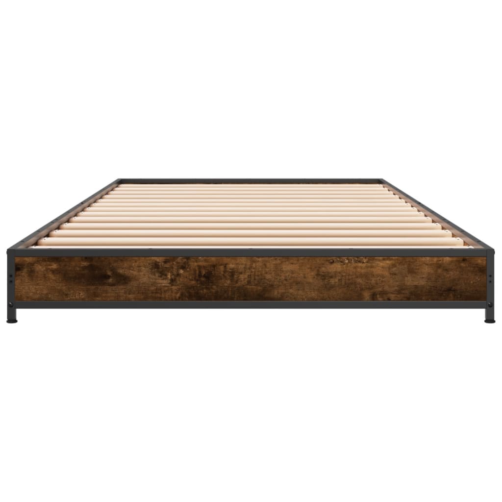 Bed frame smoked oak 100x200 cm wood material and metal