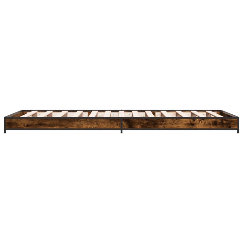 Bed frame smoked oak 100x200 cm wood material and metal