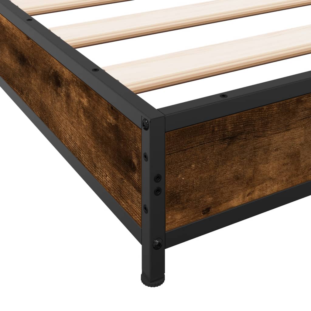 Bed frame smoked oak 100x200 cm wood material and metal