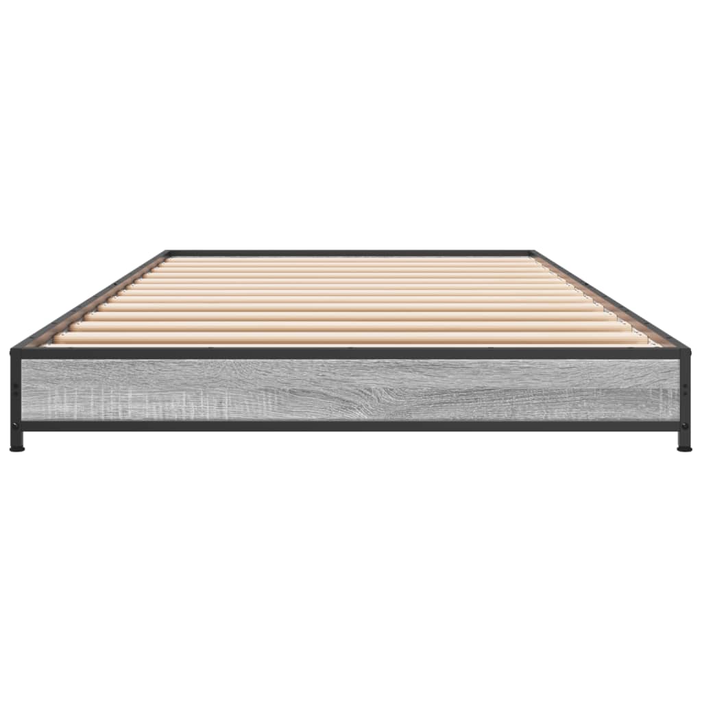 Bed frame Grey Sonoma 100x200 cm wood material and metal