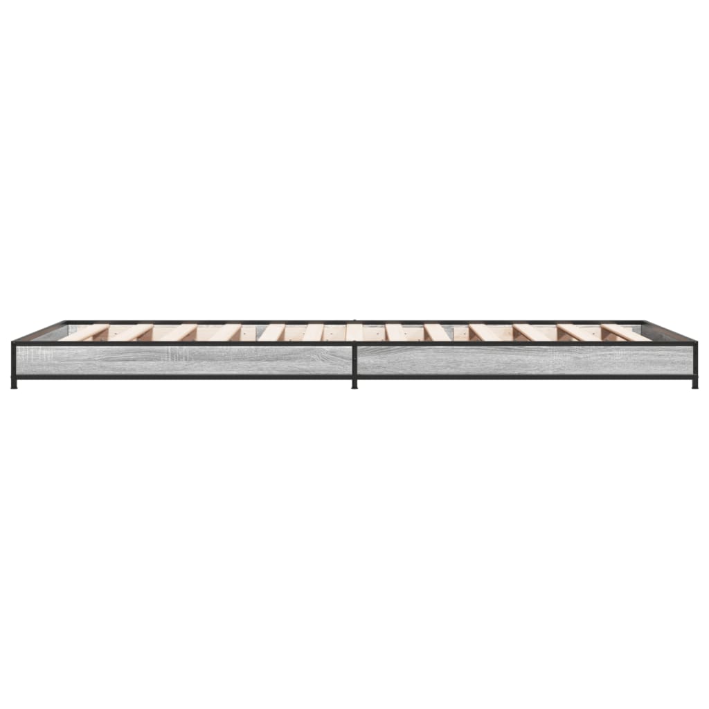 Bed frame Grey Sonoma 100x200 cm wood material and metal