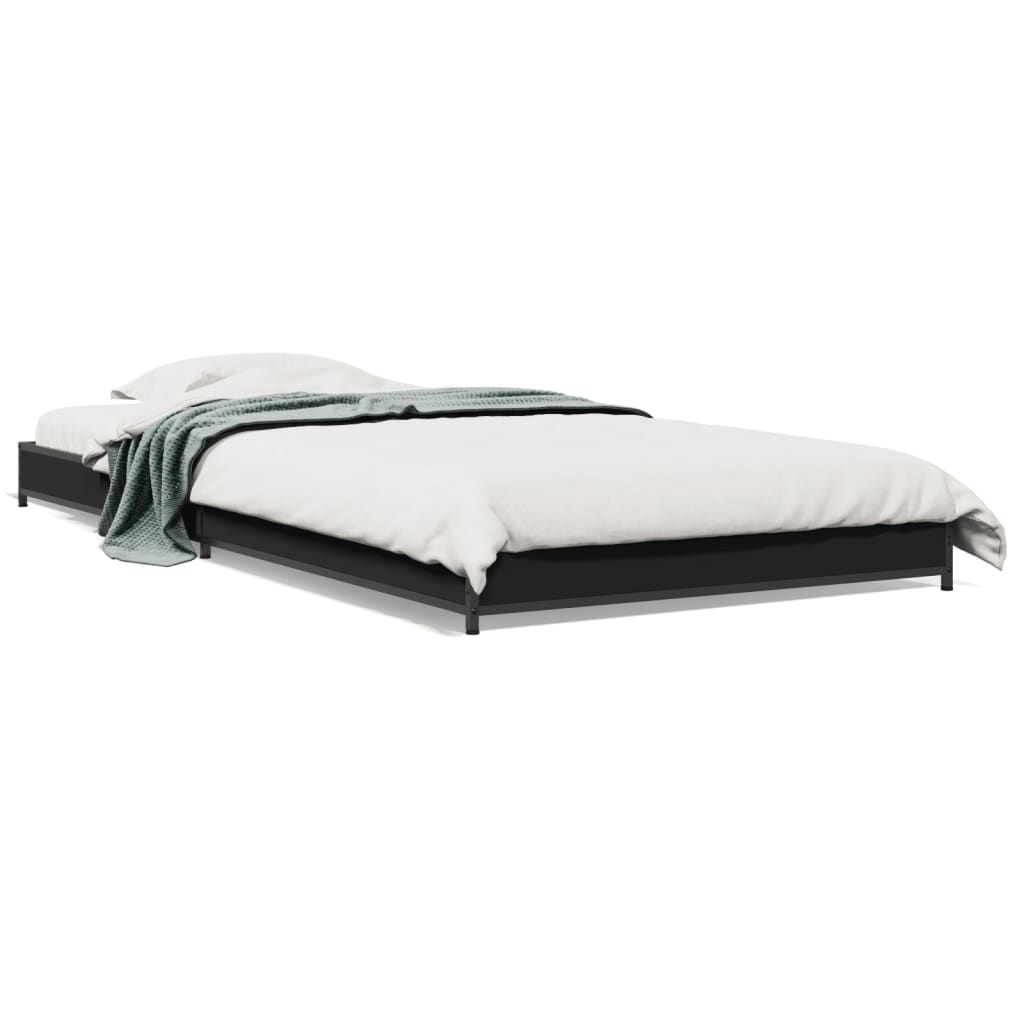 Bed frame black 90x200 cm wood material and metal