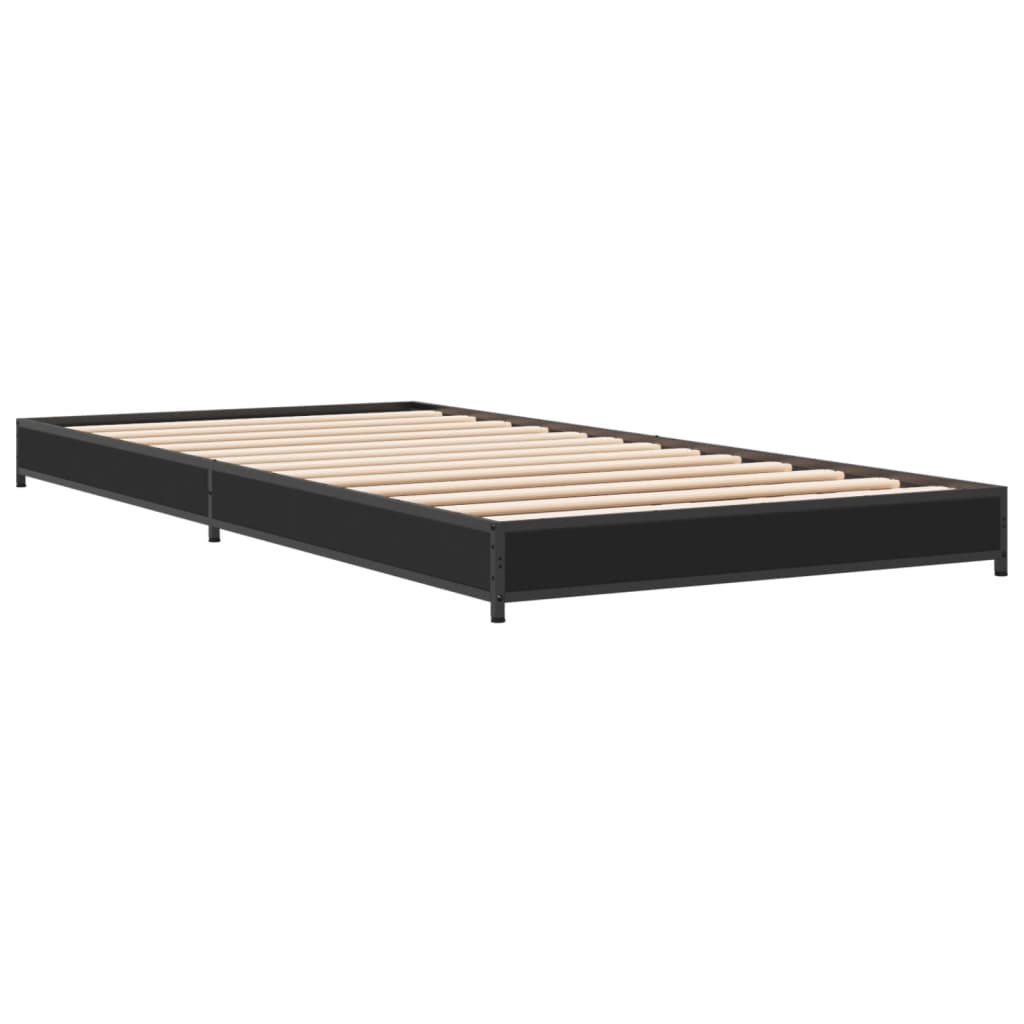 Bed frame black 90x200 cm wood material and metal