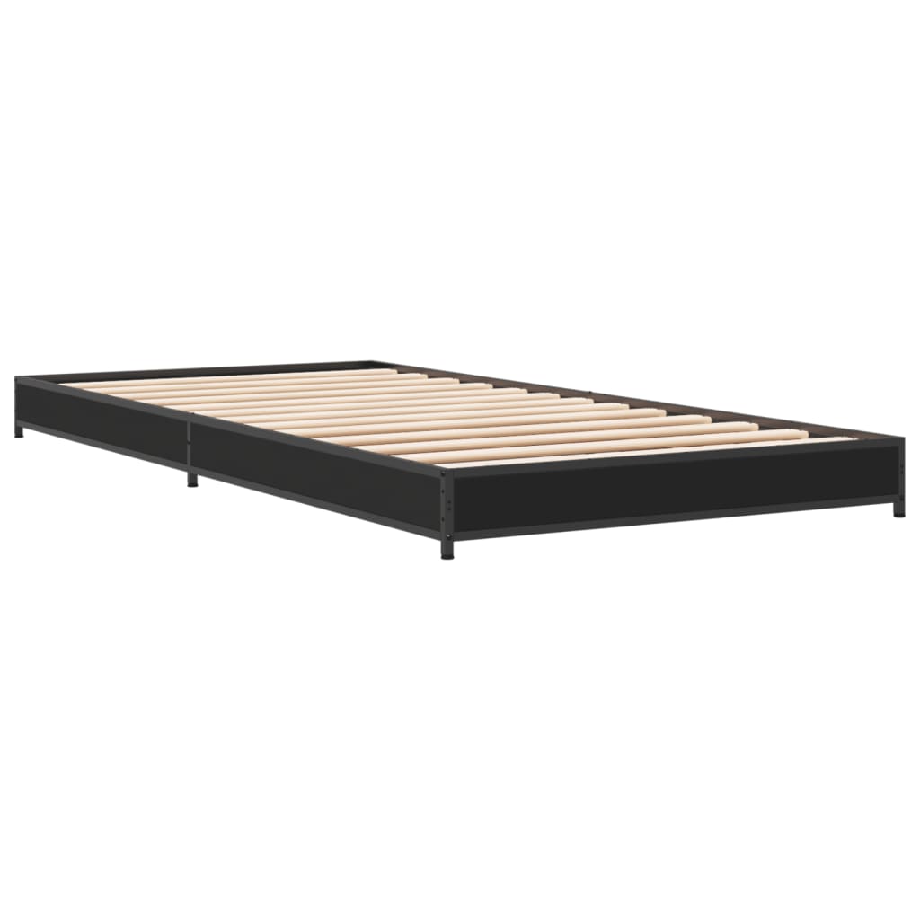 Bed frame black 90x190 cm wood material and metal