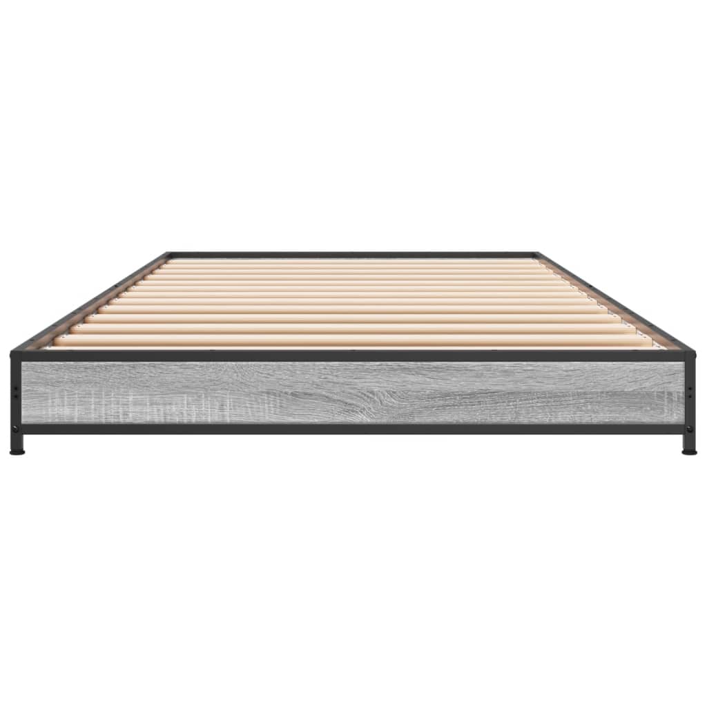 Bed frame Grey Sonoma 90x190 cm wood material and metal