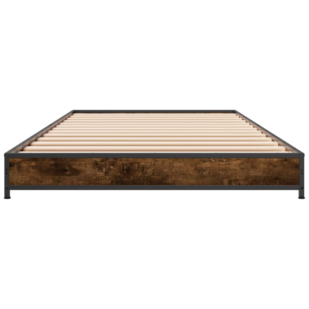 Bed frame smoked oak 75x190 cm wood material and metal