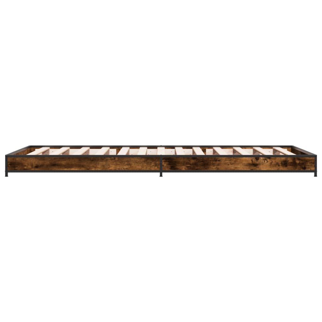 Bed frame smoked oak 75x190 cm wood material and metal