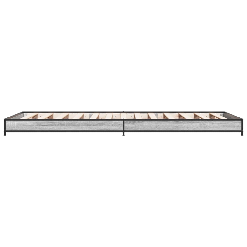 Bed frame Grey Sonoma 75x190 cm wood material and metal