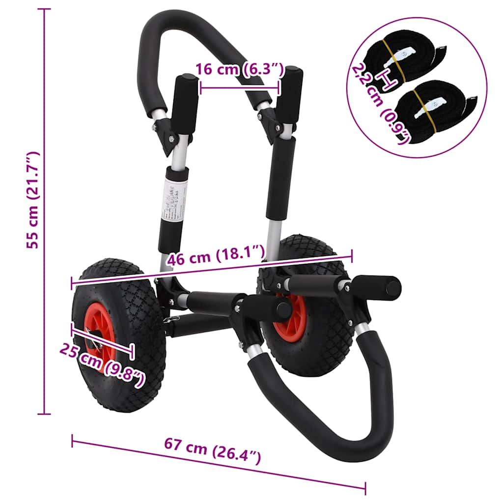 SUP Trolley für Surfbrett Klappbar 45 kg Aluminium