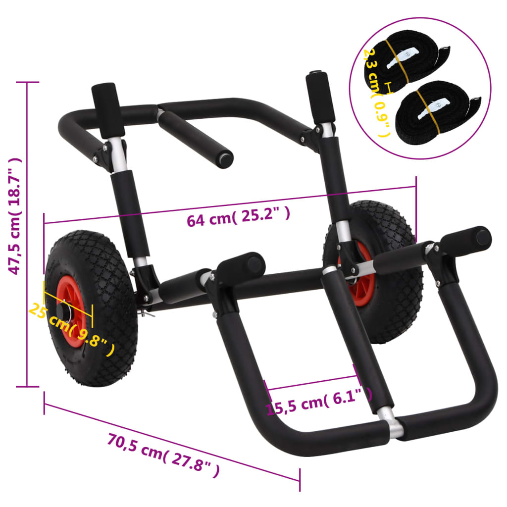 SUP Trolley für 2 Surfbretter Klappbar 90 kg Aluminium