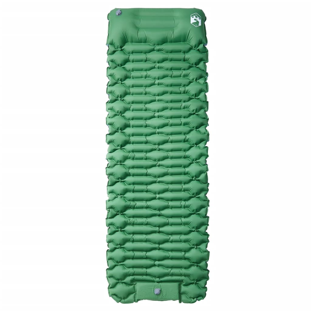 Self-inflating sleeping pad with pillow green