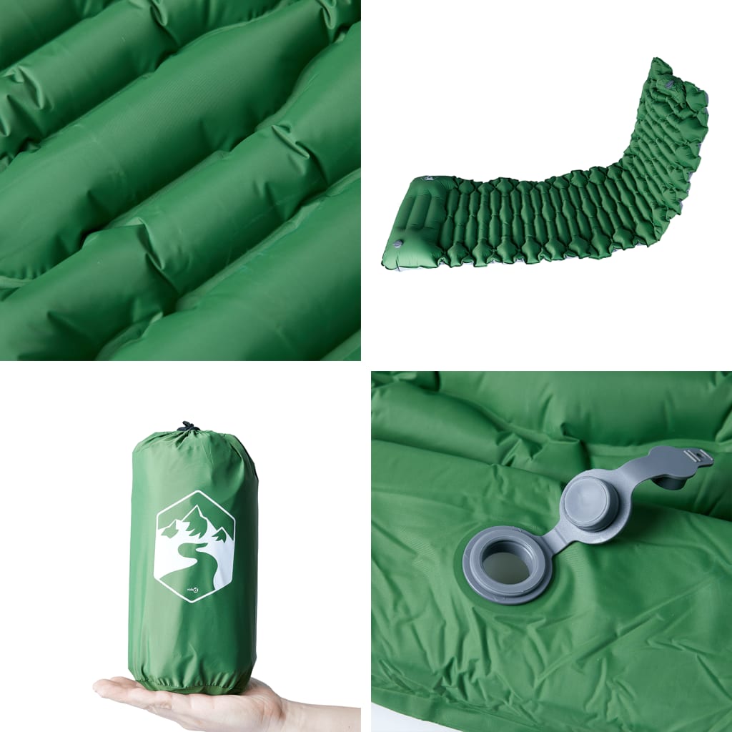 Self-inflating sleeping pad with pillow green
