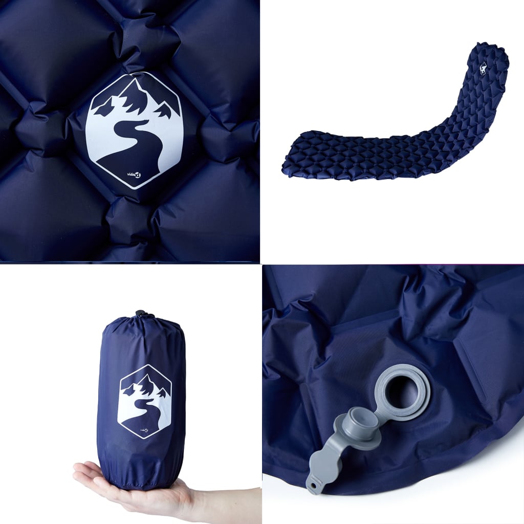 Inflatable Sleeping Mat Navy Blue 190x58x6 cm