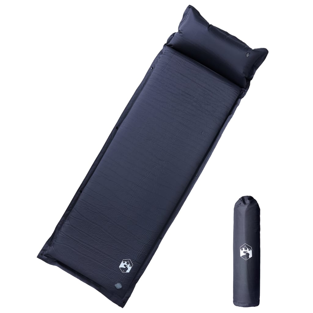 Self-inflating sleeping pad with pillow gray