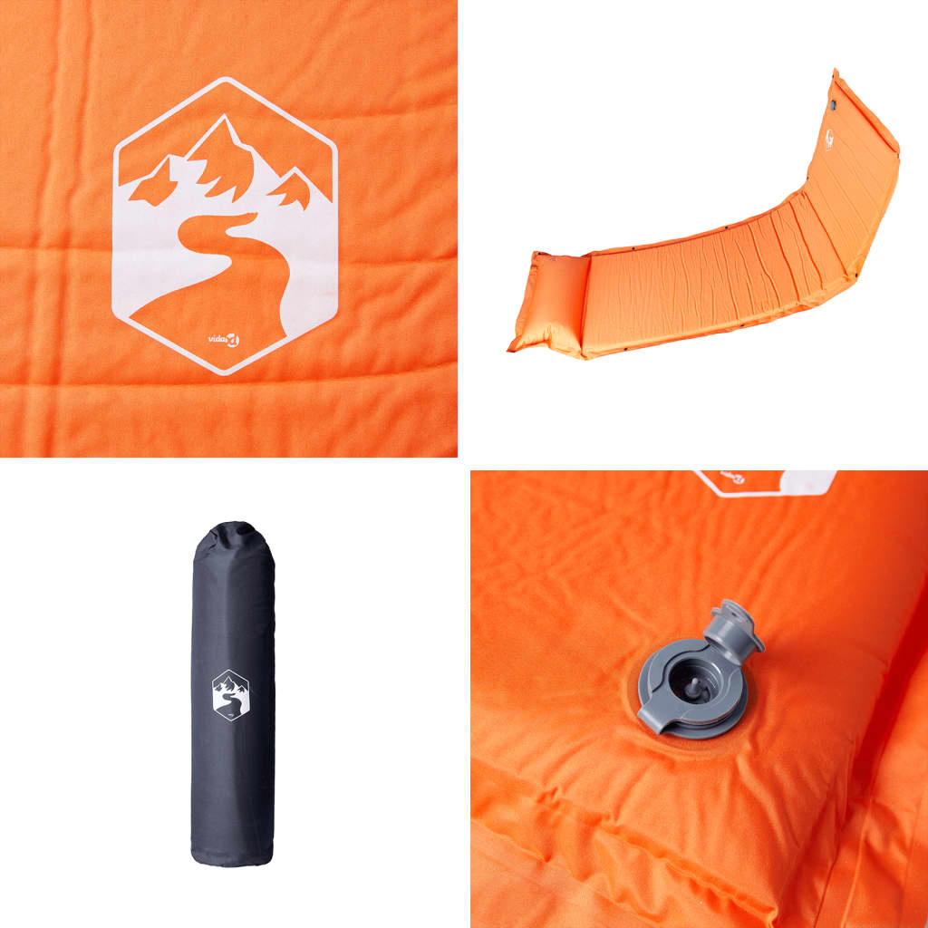 Self-inflating sleeping pad with pillow orange