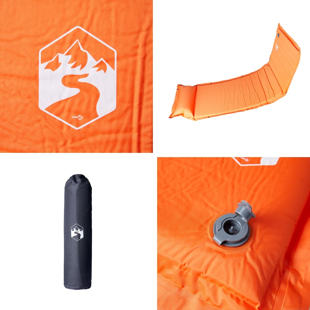 Self-inflating sleeping pad with pillow orange