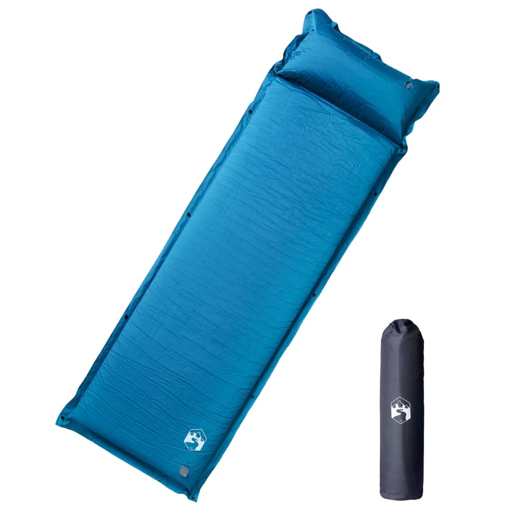 Self-inflating sleeping pad with pillow turquoise