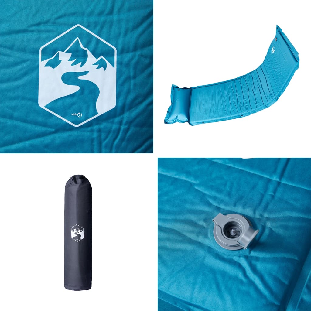 Self-inflating sleeping pad with pillow turquoise