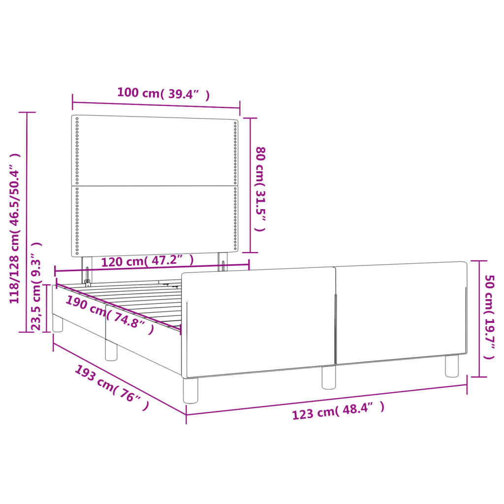 Bettgestell ohne Matratze Cappuccino-Braun 120x190cm Kunstleder