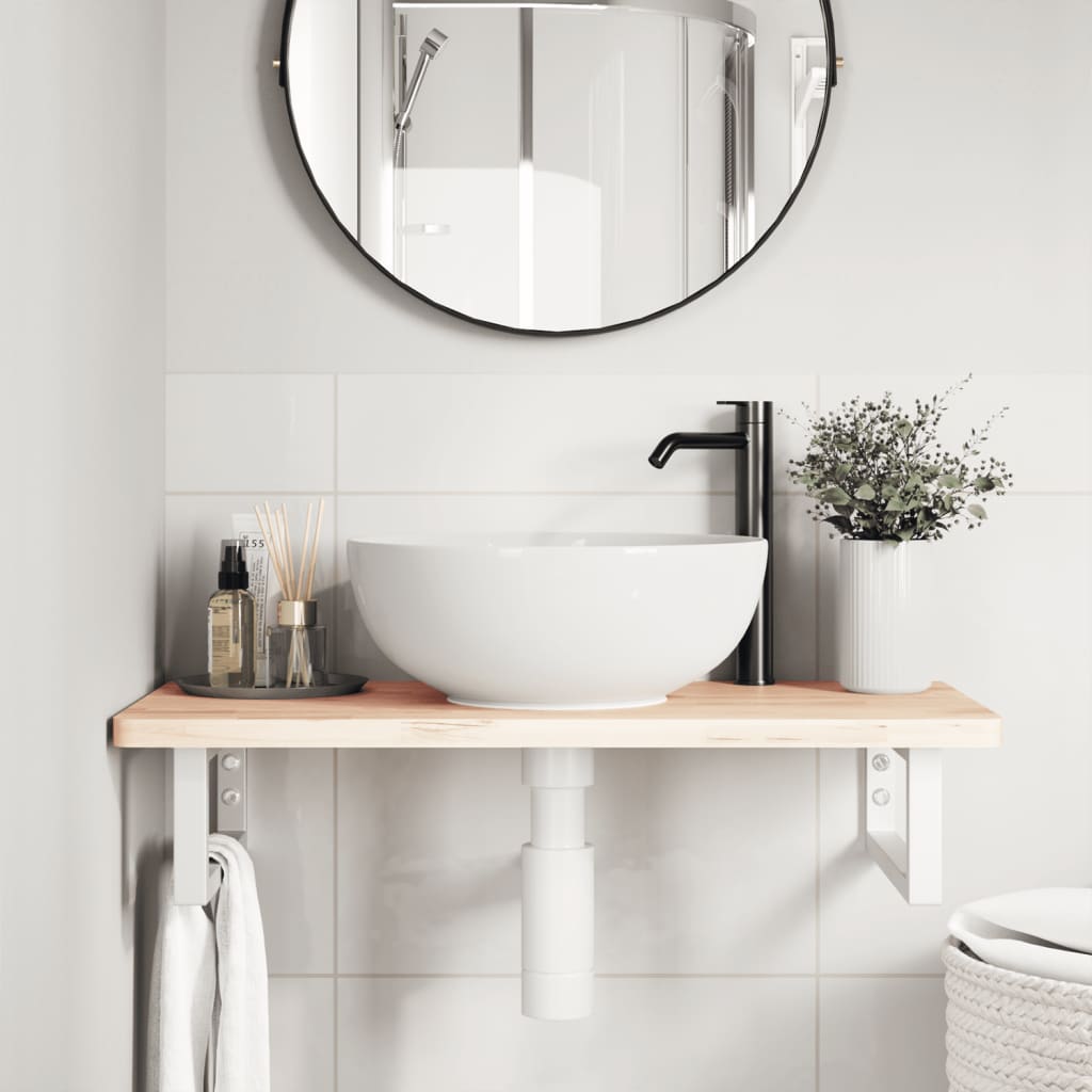 Washbasin Brackets 2 Pcs. White Rectangular Steel