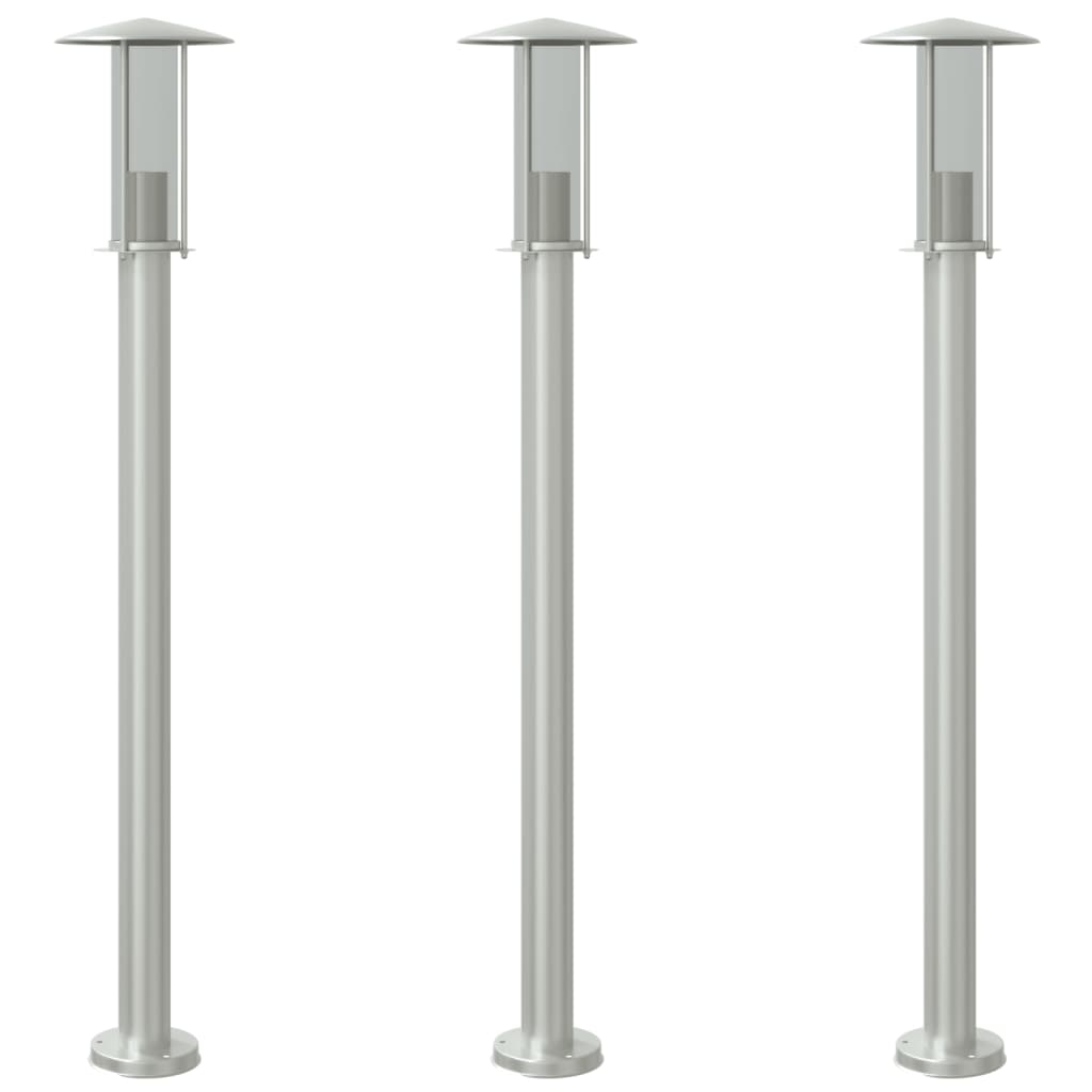 Wegeleuchten 3 Stk. Silbern 100 cm Edelstahl