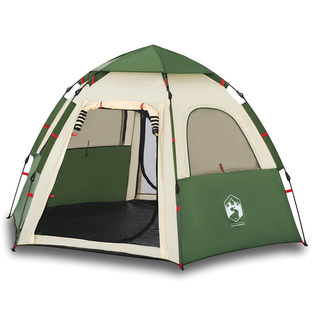 Camping Tent 4 Persons Green Quick Release