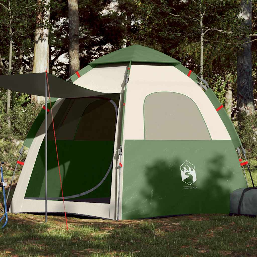 Camping Tent 4 Persons Green Quick Release