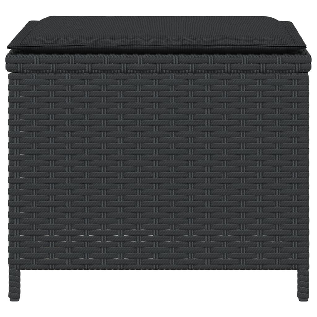 Garden Stool with Cushion 4 pcs. Black 40x40x35 cm Poly Rattan