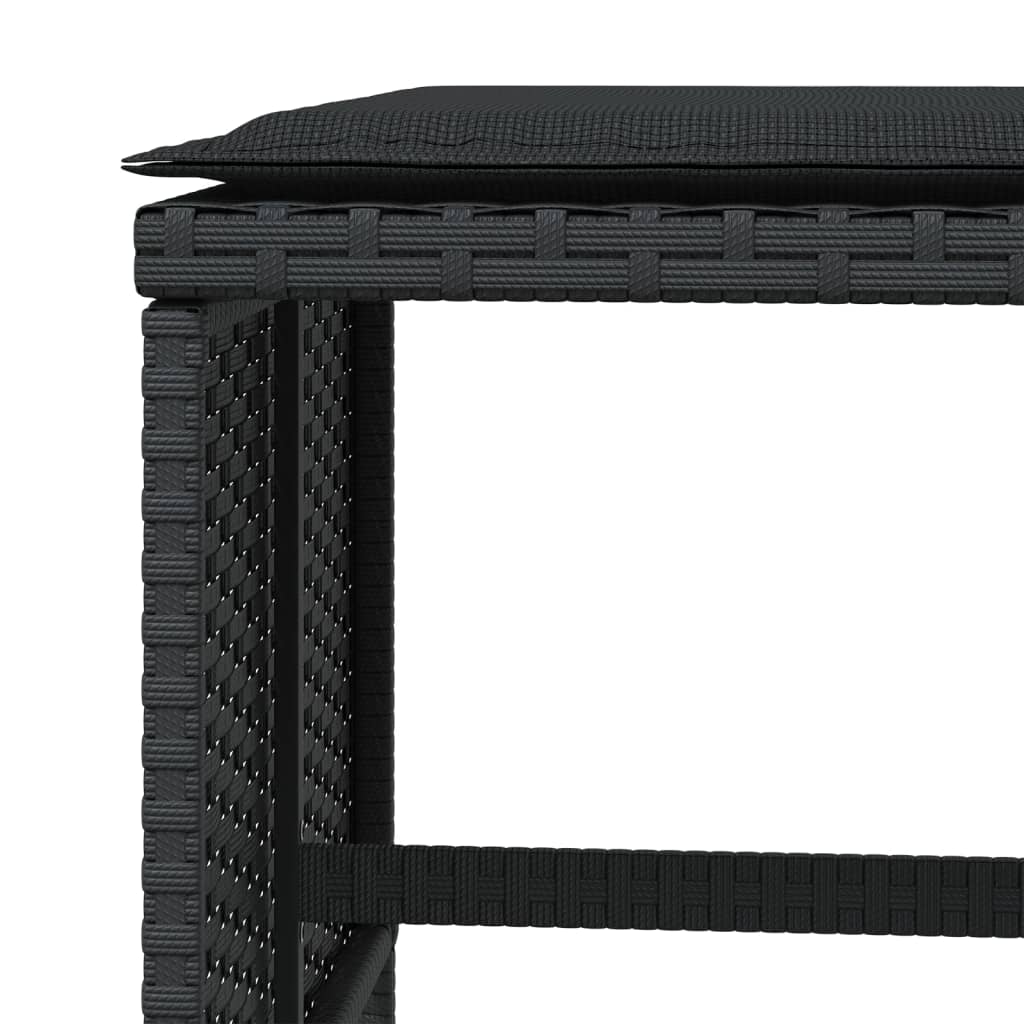 Garden Stool with Cushion 4 pcs. Black 40x40x35 cm Poly Rattan
