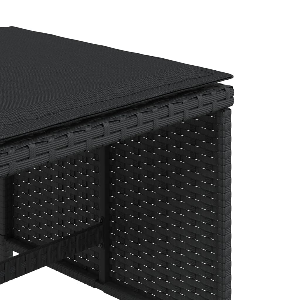 Garden Stool with Cushion 4 pcs. Black 40x40x35 cm Poly Rattan