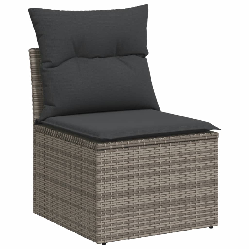 6-piece garden sofa set with cushions, grey poly rattan