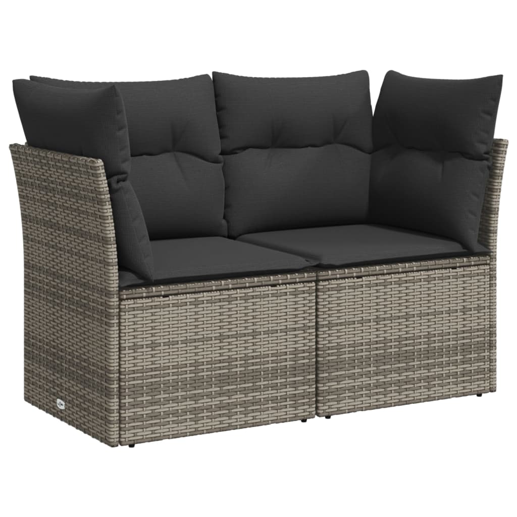 6-piece garden sofa set with cushions, grey poly rattan