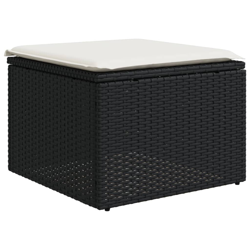 8-piece garden sofa set with cushions, black poly rattan