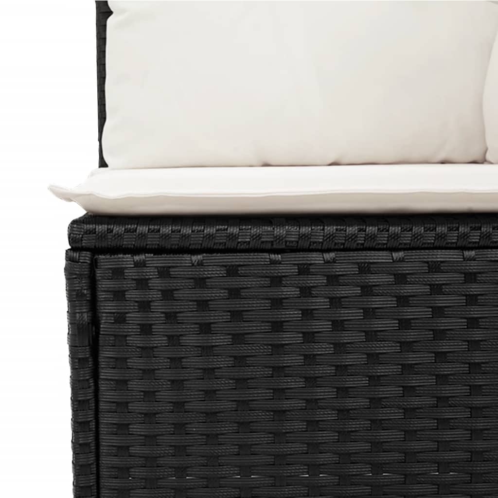 6-piece garden sofa set with cushions, black poly rattan