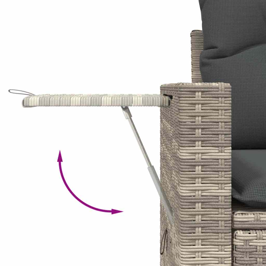 6-piece garden sofa set with cushions, light grey poly rattan