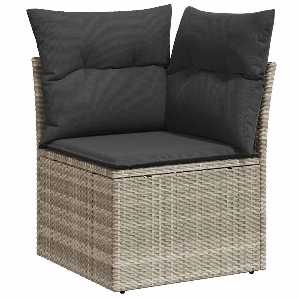 7-piece garden sofa set with cushions, light grey poly rattan