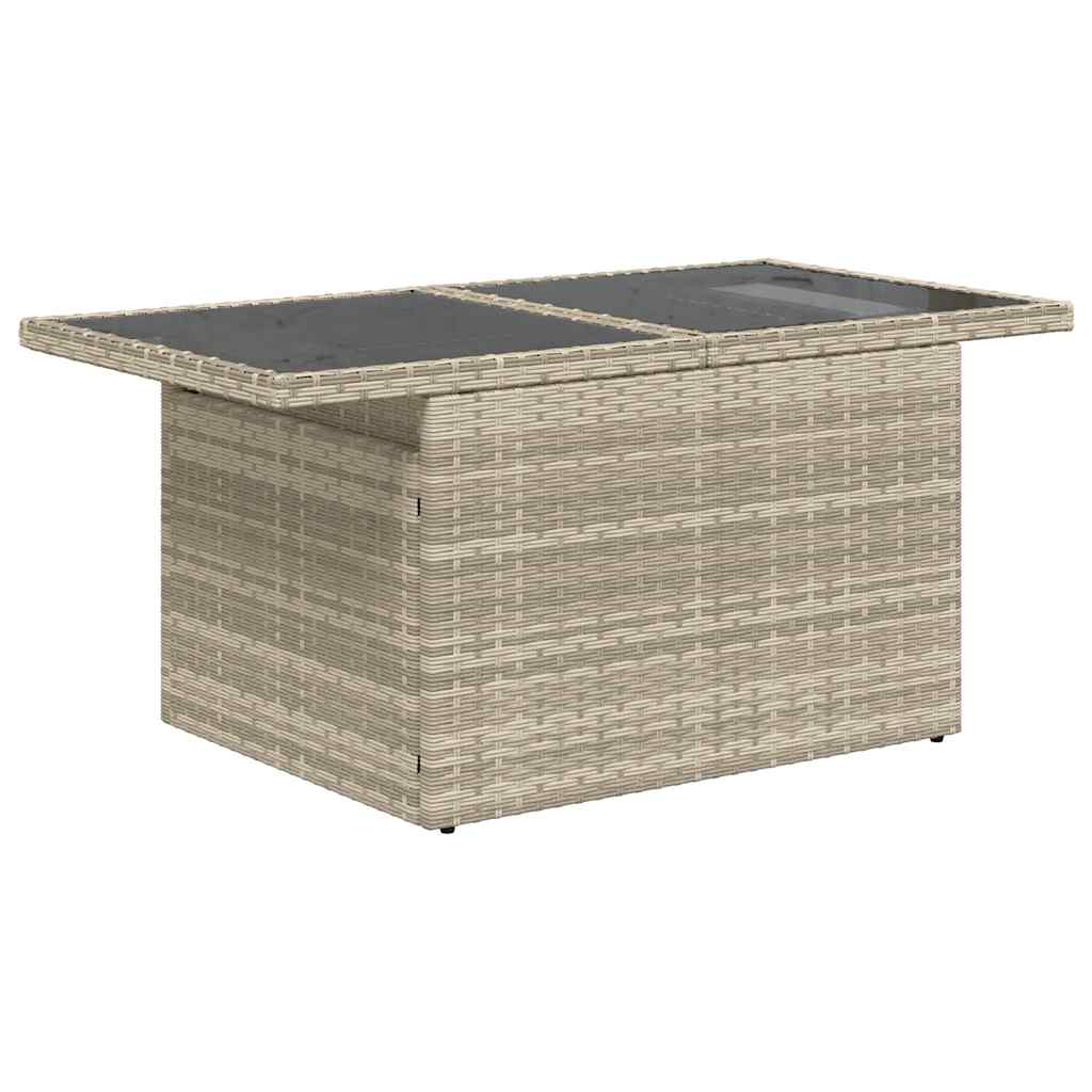 7-piece garden sofa set with cushions, light grey poly rattan