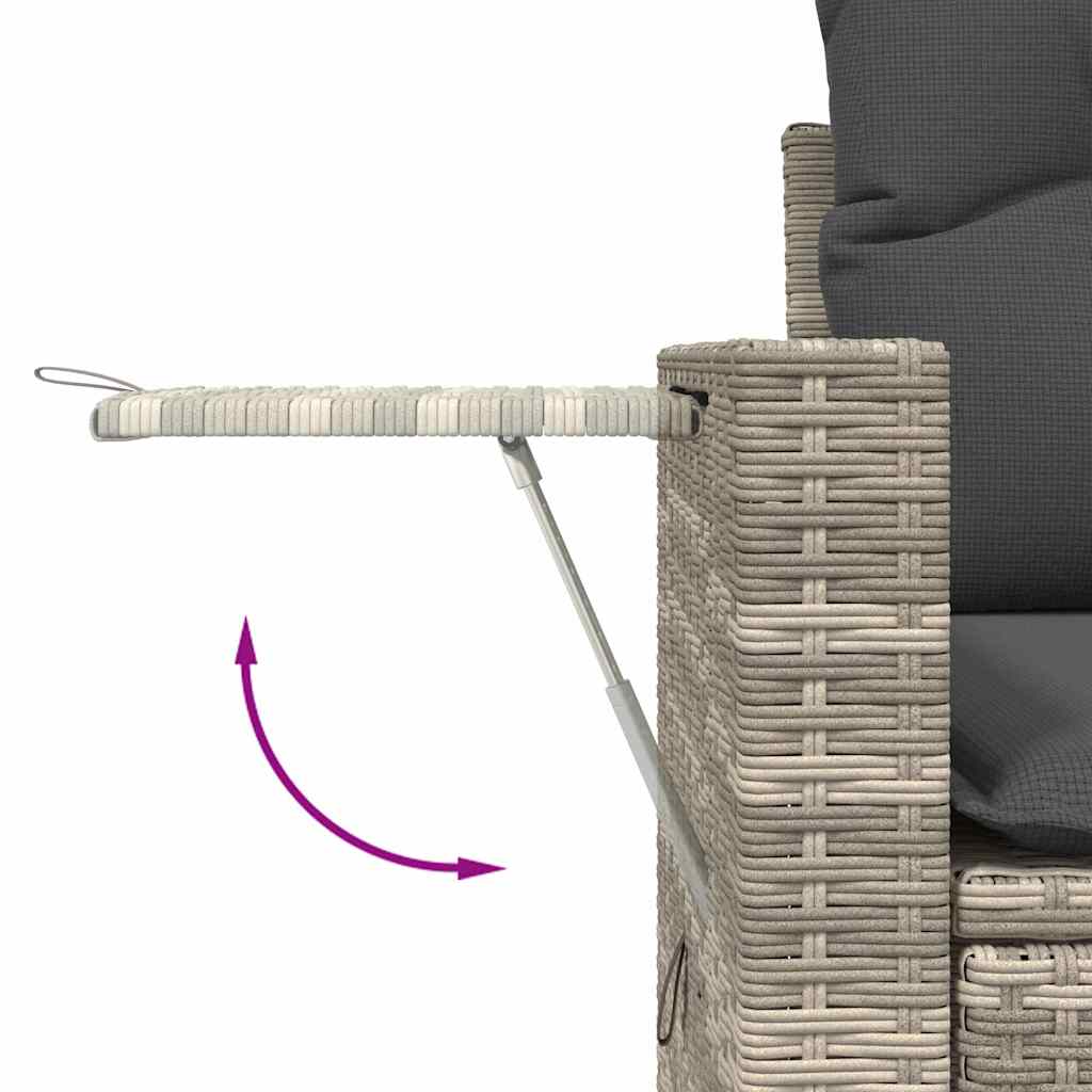 7-piece garden sofa set with cushions, light grey poly rattan
