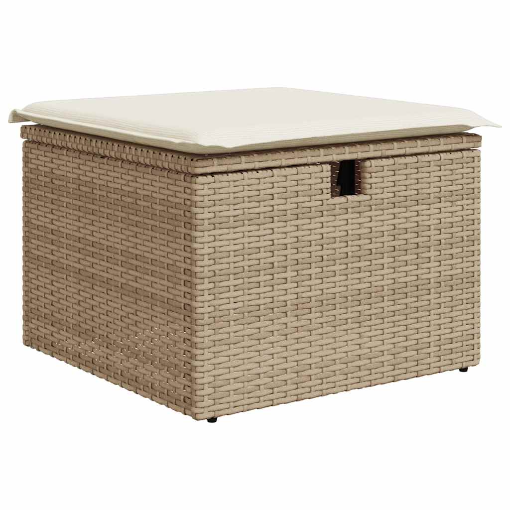 8-piece garden sofa set with cushions, beige poly rattan
