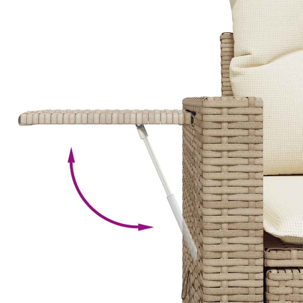 8-piece garden sofa set with cushions, beige poly rattan