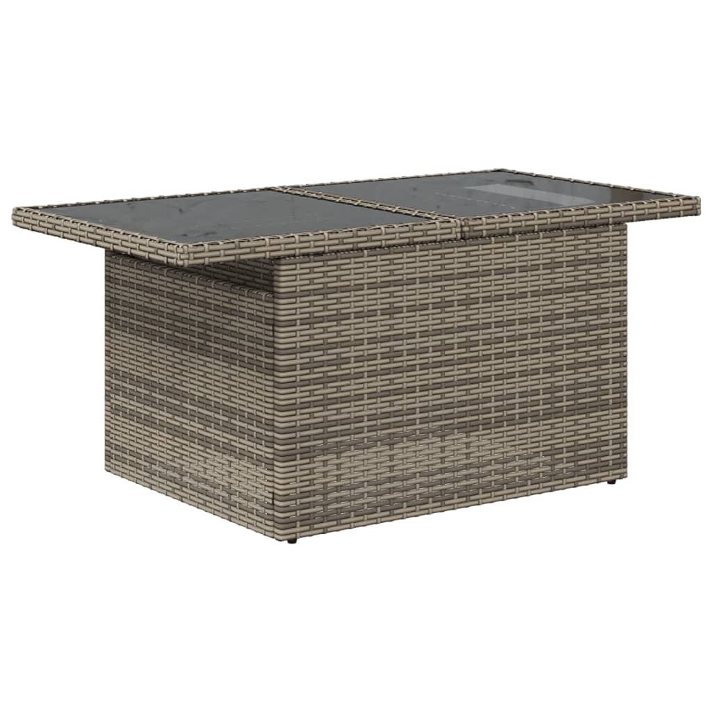 9-piece garden sofa set with cushions, grey poly rattan