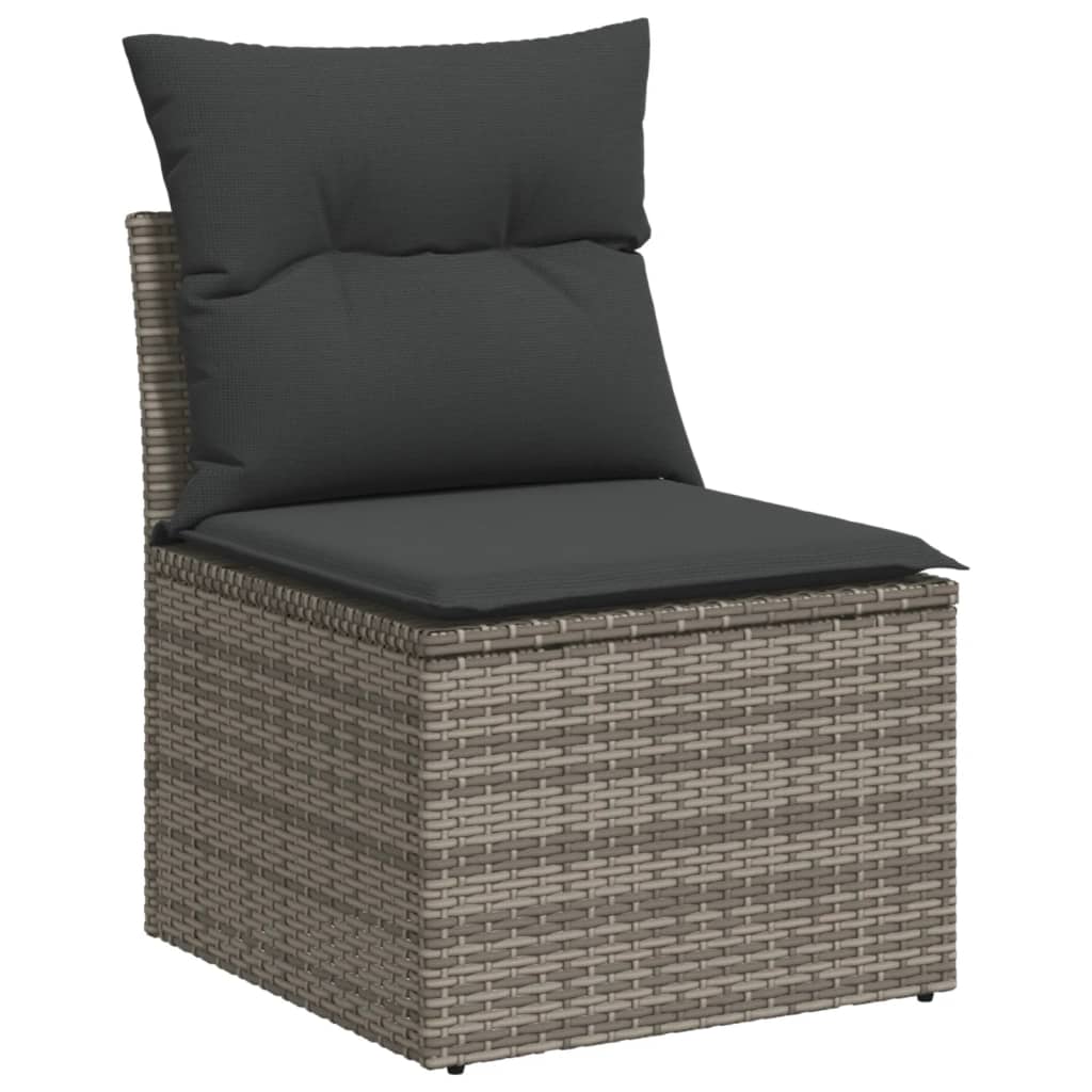 6-piece garden sofa set with cushions, grey poly rattan