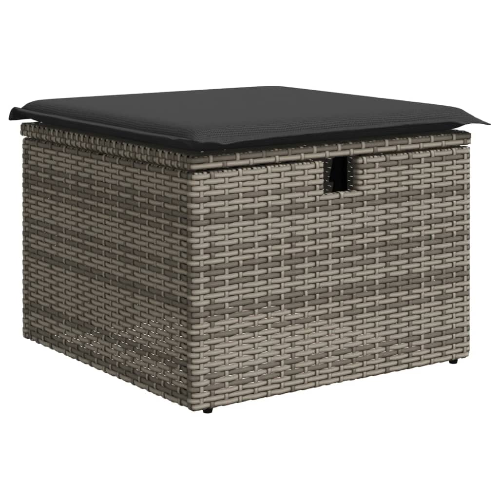 6-piece garden sofa set with cushions, grey poly rattan