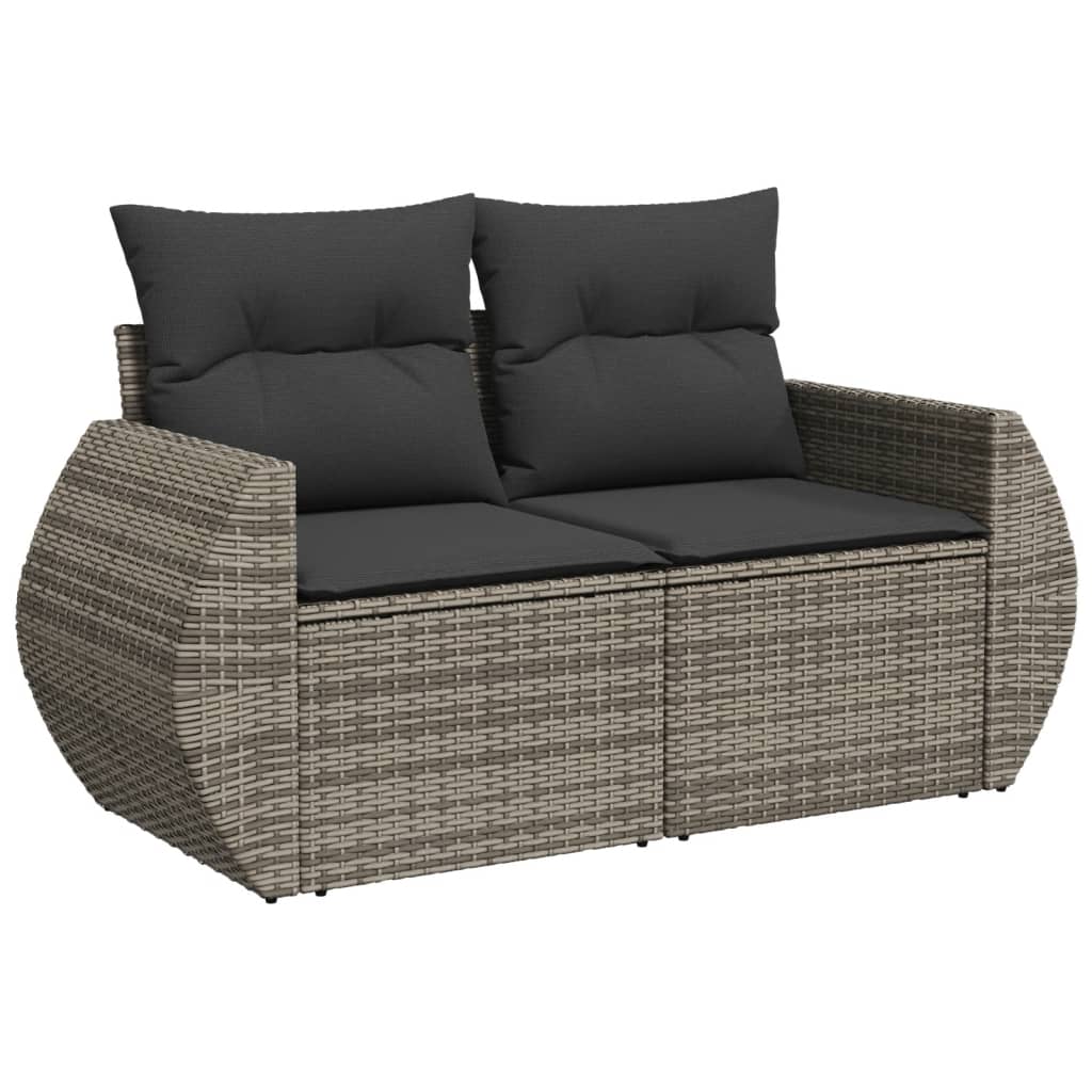 6-piece garden sofa set with cushions, grey poly rattan