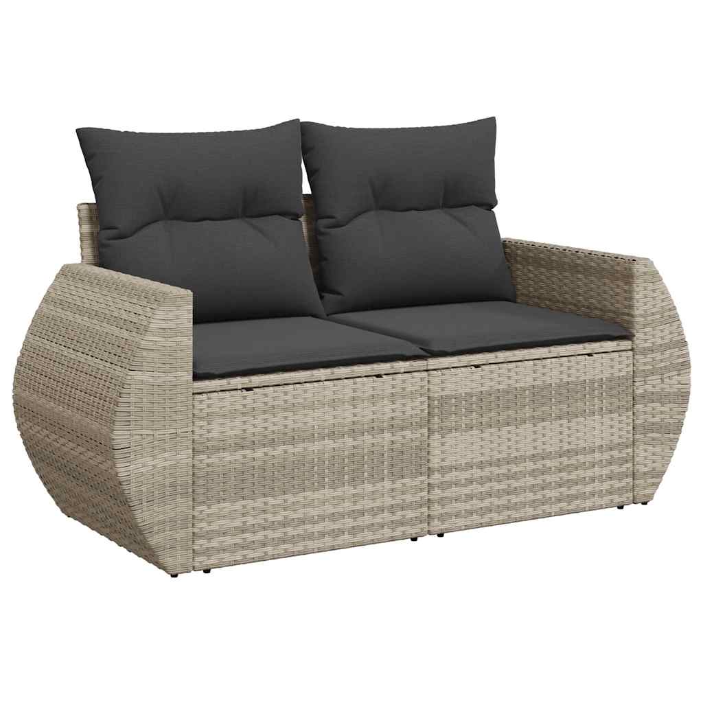 6-piece garden sofa set with cushions, light grey poly rattan