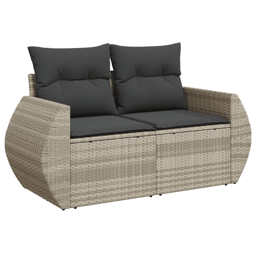 7-piece garden sofa set with cushions, light grey poly rattan