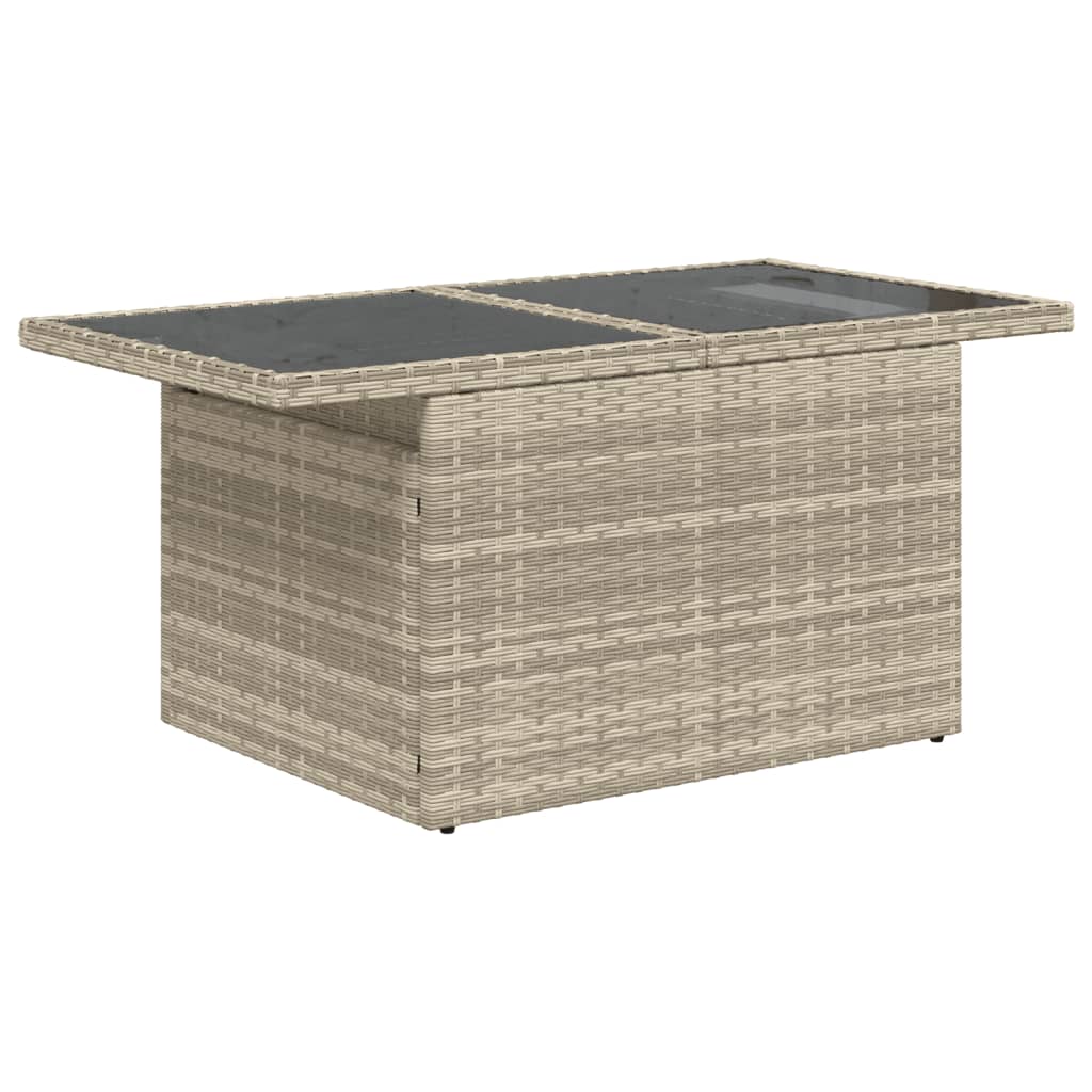 7-piece garden sofa set with cushions, light grey poly rattan