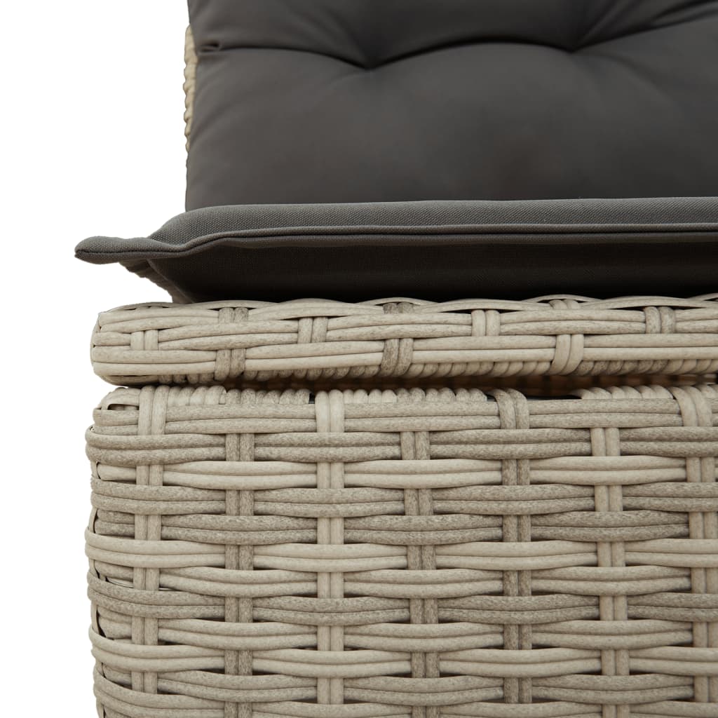 7-piece garden sofa set with cushions, light grey poly rattan
