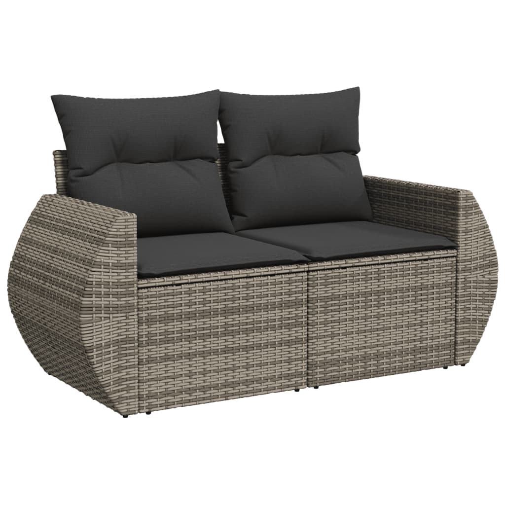 8-piece garden sofa set with cushions, grey poly rattan