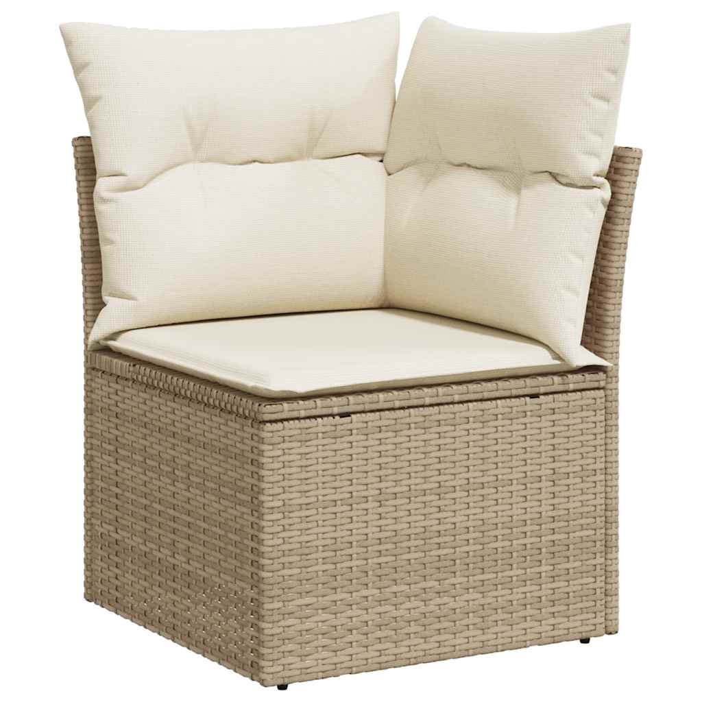 8-piece garden sofa set with cushions, beige poly rattan